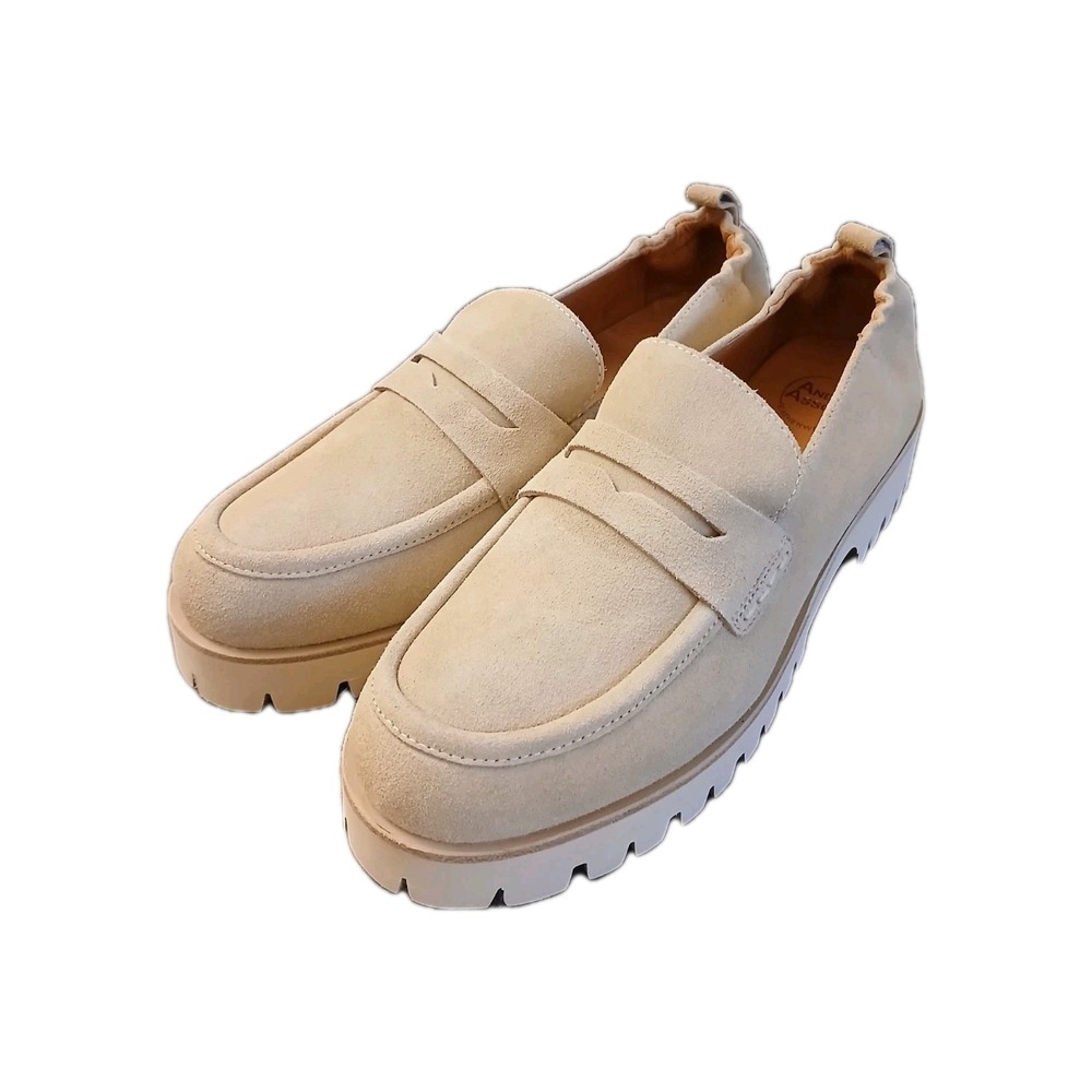 Andre AssoChunky Loafer Women's Size 11 Beige Suede Leather Platform Casual #888